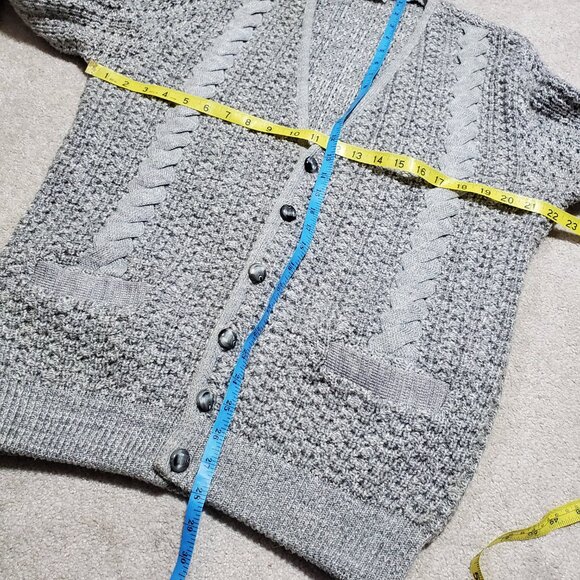 SEARS Vintage 80s Cable Knit Chunky Grandpa Cardigan Button Front Men’s Medium - Picture 10 of 10